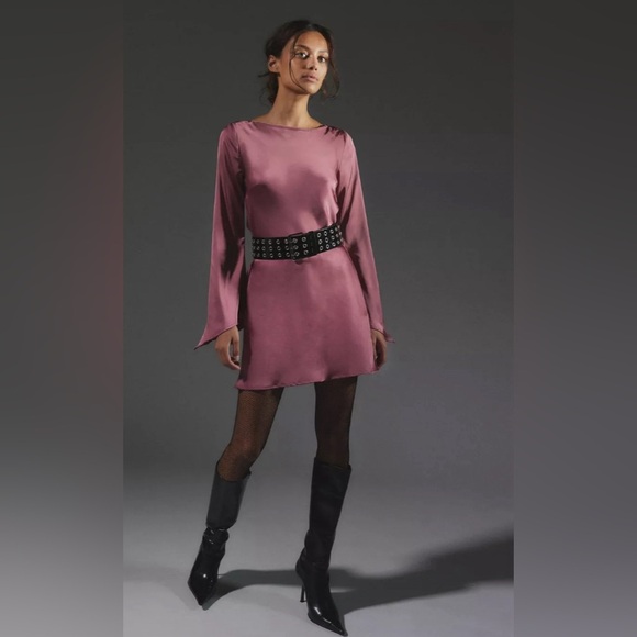 Urban Outfitters Pink Sheath Dress Mock Neck Long Sleeve - Picture 5 of 8